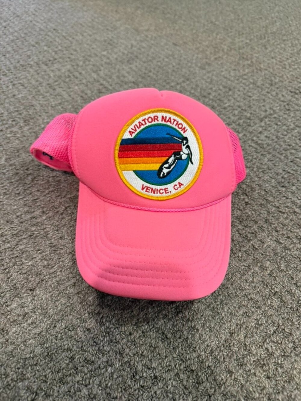 Aviator Nation Venice Nylon Trucker Hat Neon Pink